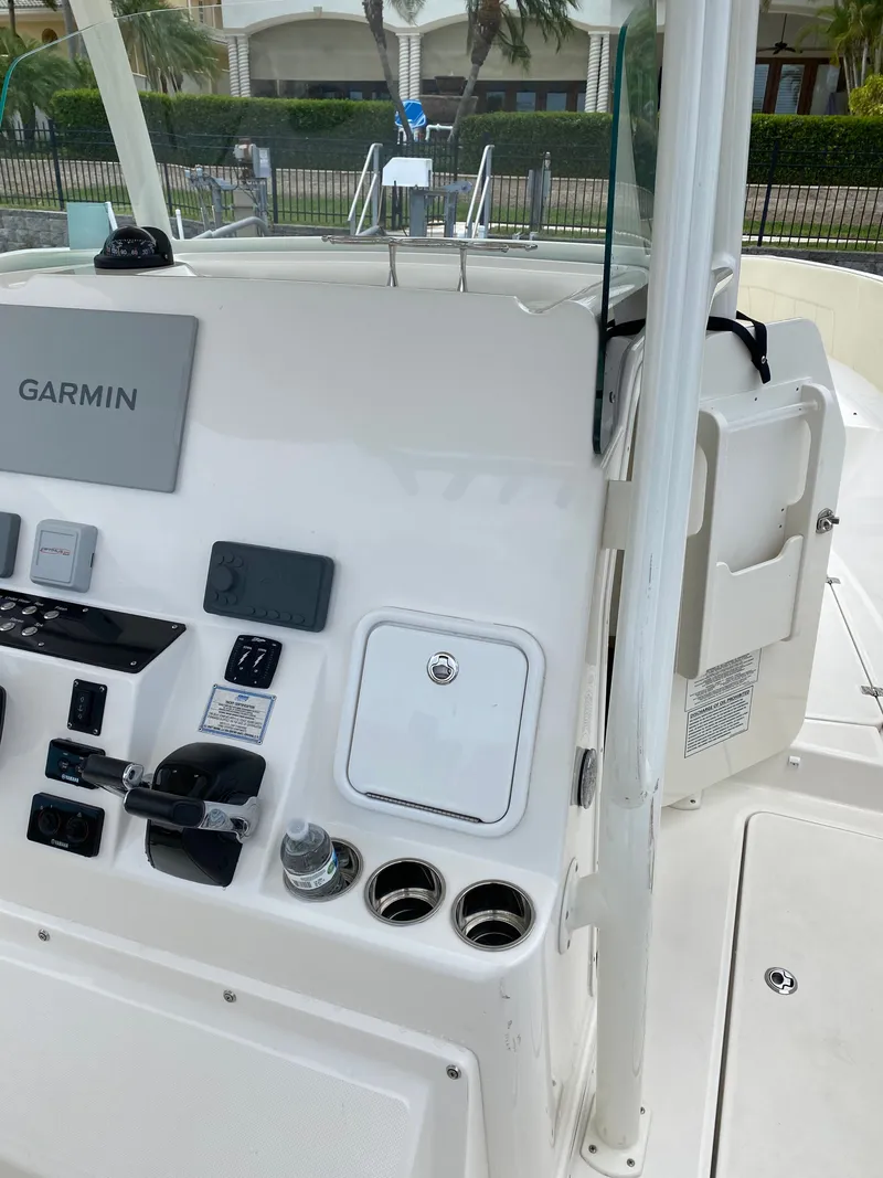 Slide: The Image of Control console of a 2020 Century 3200 boat with Garmin equipment. - 10