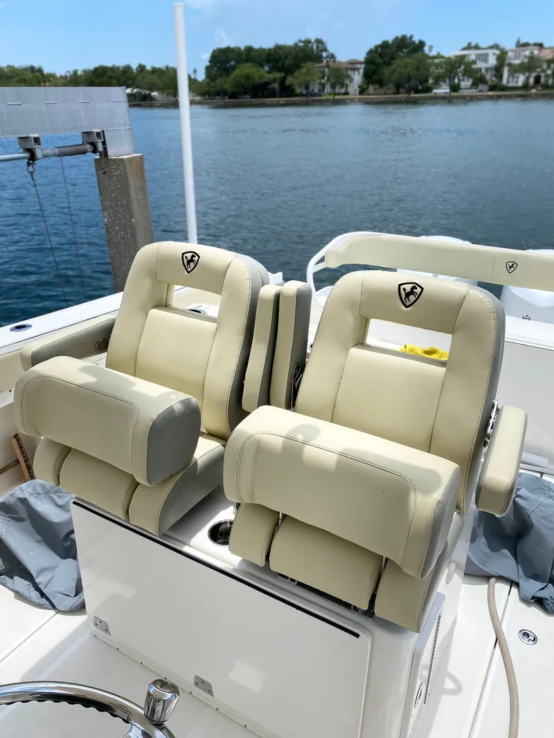 Slide: The Image of Comfortable seats on a 2020 Century 3200 boat. - 14