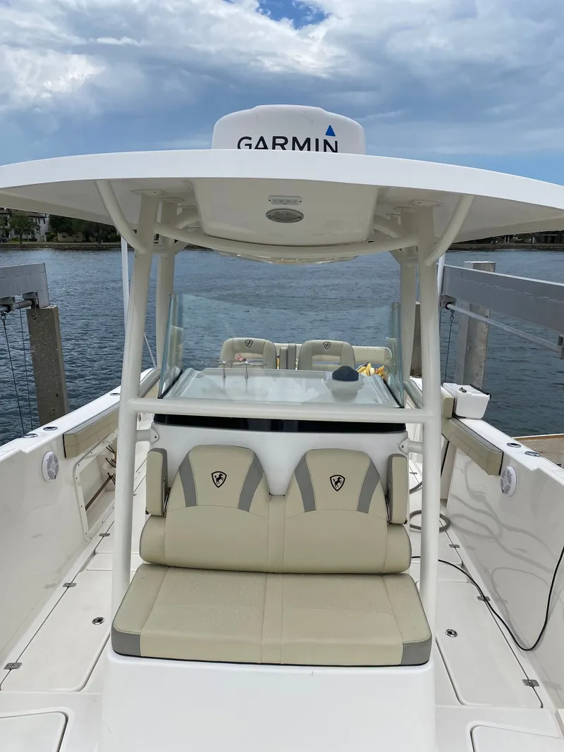 Slide: The Image of Century 3200 boat 2020 with Garmin equipment on the water. - 7