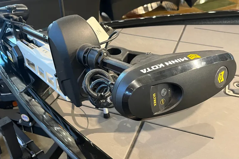 Slide: The Image of Minn Kota Ultrex motor on 2026 Tracker Savage 215 boat deck. - 24