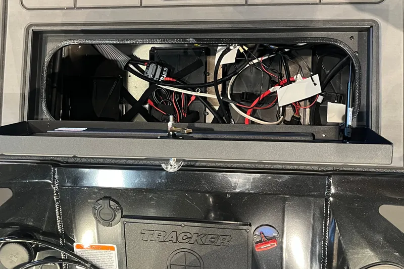 Slide: The Image of Interior wiring of 2026 Tracker Savage 215 boat, showcasing electrical components and connections. - 17