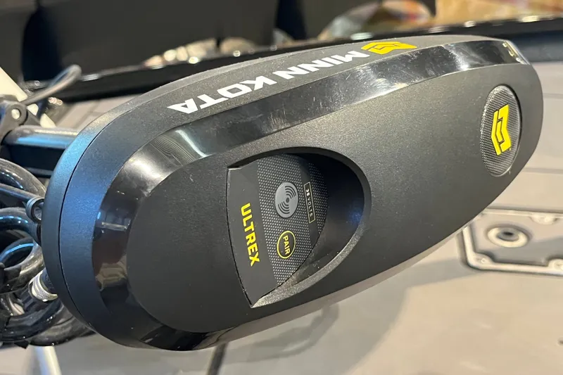Slide: The Image of Minn Kota Ultrex motor on 2026 Tracker Savage 215 boat, featuring advanced controls. - 25