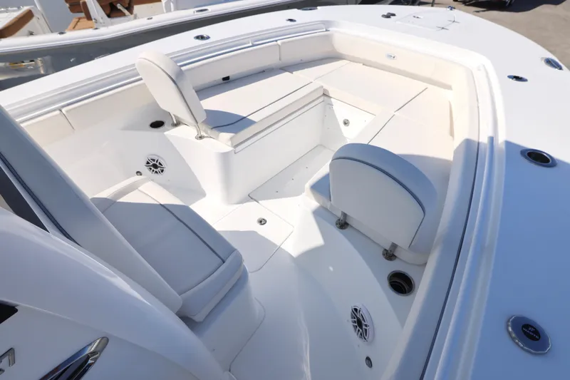 Slide: The Image of 2026 Sea Hunt Gamefish 27 Forward Seating, showcasing spacious white seating area. - 2