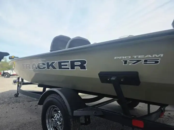 Slide: The Image of 2026 Tracker Pro Team 175 Crappie Edition boat on trailer. - 4