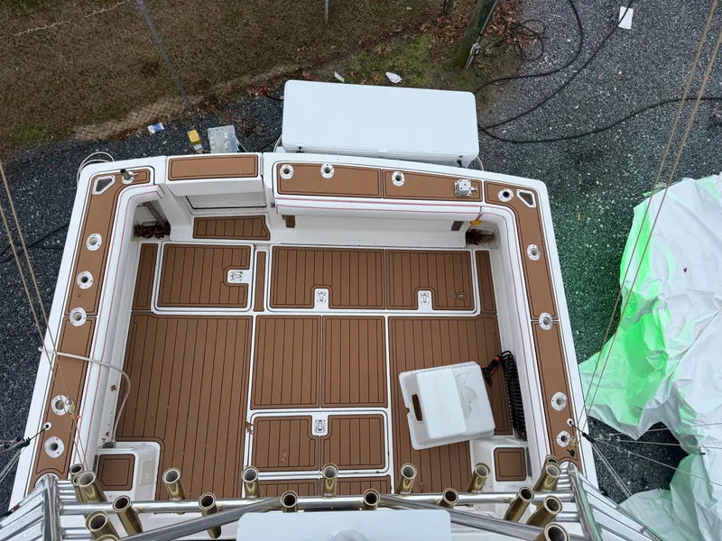 Slide: The Image of Aerial view of a 2003 Pursuit 3400 Express boat deck. - 39