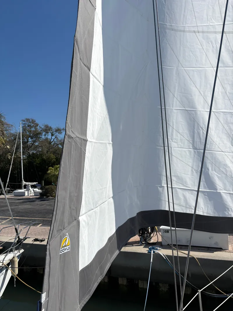 Slide: The Image of Catalina 350 sailboat with Doyle sail, docked, sunny day. - 40