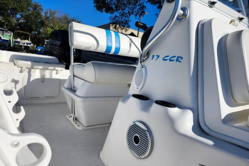 Slide: The Image of 2018 Glasstream 17 CCR boat interior with seating and console details. - 22