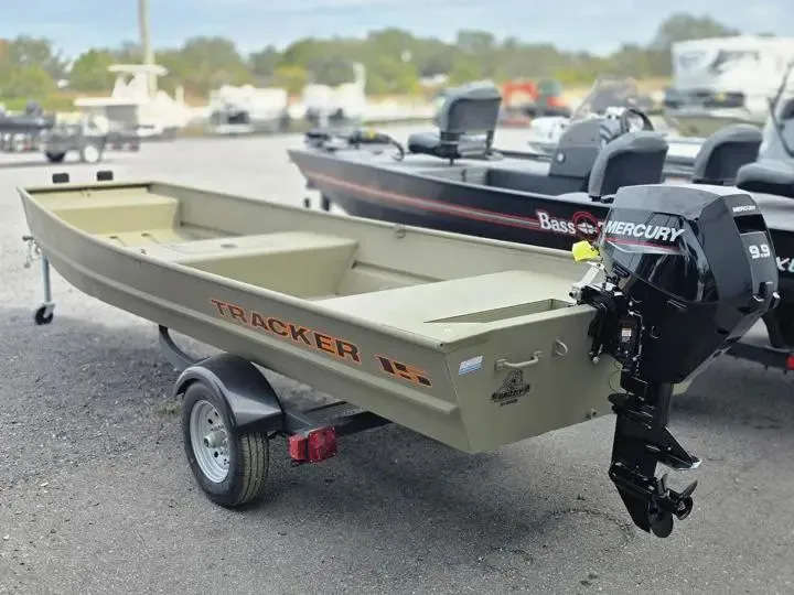 Slide: The Image of 2026 Tracker Grizzly 15 Jon boat with Mercury engine. - 3