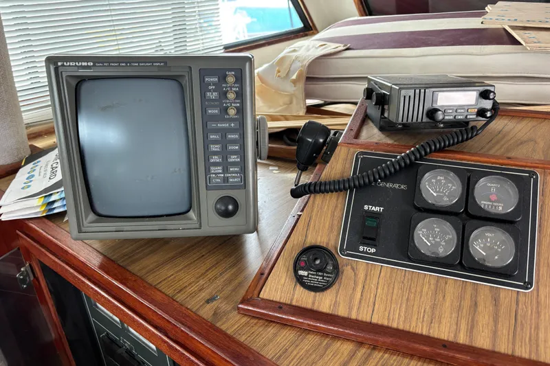 Slide: The Image of 1994 Harbor Master 52 Coastal Cruiser Lower Helm Station Electronics - 14