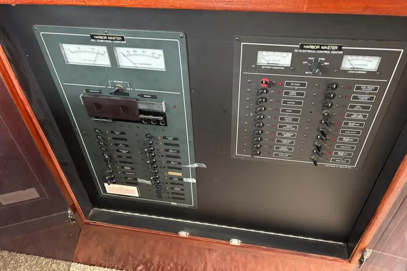 Slide: The Image of 1994 Harbor Master 52 Coastal Cruiser Power Panel at Lower Helm Station - 15