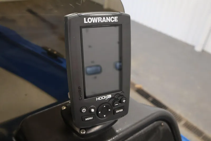 Slide: The Image of Lowrance fish finder on 2017 Polar Kraft Outlander 156 SC boat dashboard. - 24