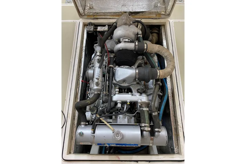 Slide: The Image of Engine of 1997 Wasque C.W.Hood Wasque 26 boat, detailed view. - 17