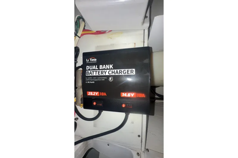 Slide: The Image of Dual bank battery charger in 2004 Luhrs 41 Convertible boat, LiFePO4 compatible. - 62