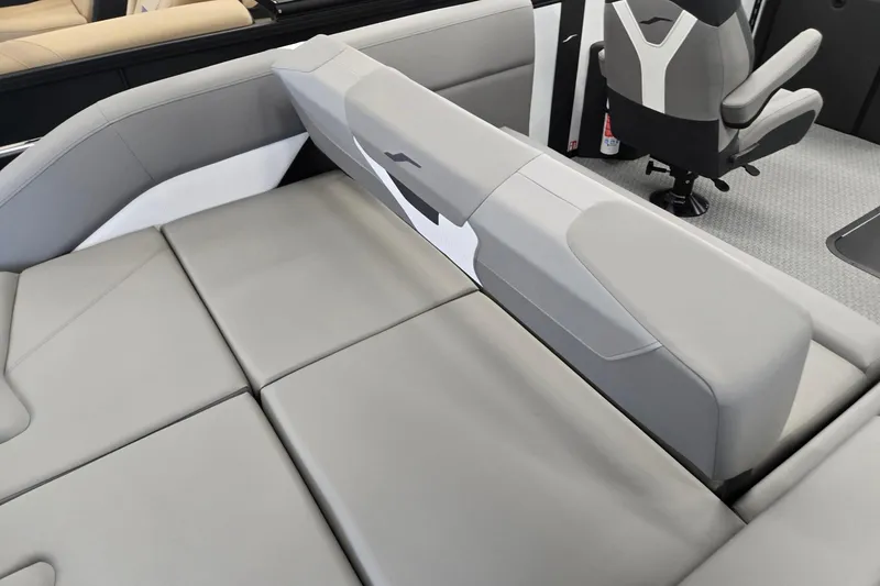 Slide: The Image of Luxurious interior of 2026 Evotti 521CS boat with sleek gray seating. - 22
