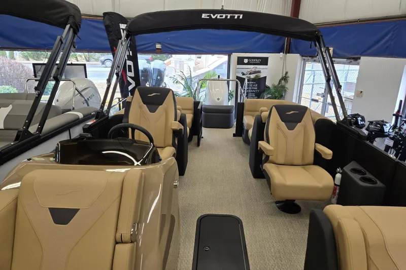 Slide: The Image of Luxurious interior of 2026 Evotti 521QL boat with beige seating and modern design. - 4