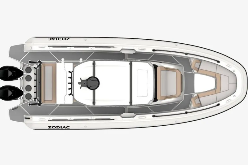Slide: The Image of Top view of 2026 Zodiac X9CC boat, featuring sleek design and dual engines. - 3