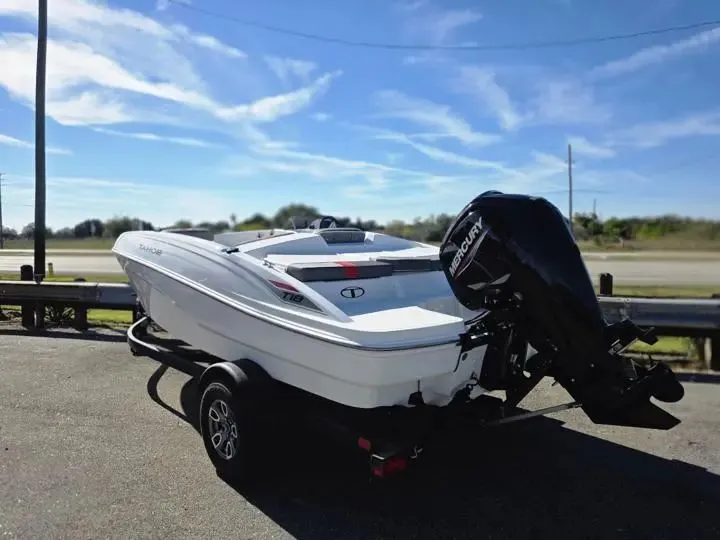 Slide: The Image of 2026 Tahoe T18 boat on trailer in sunny weather. - 4