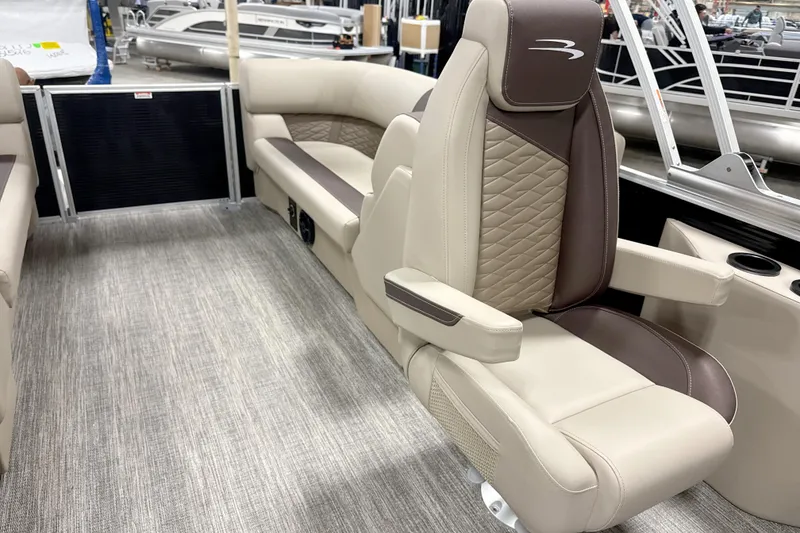 Slide: The Image of 2026 Bennington 22 SSR boat interior with luxurious seating and modern design. - 11