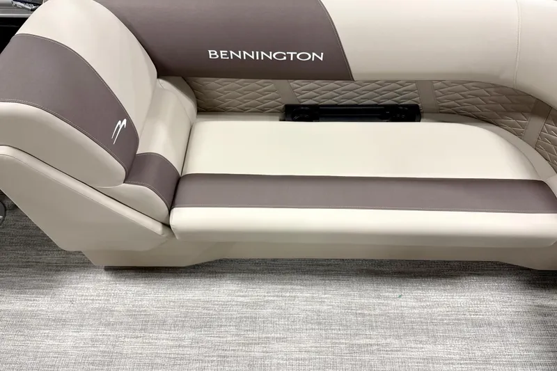 Slide: The Image of 2026 Bennington 22 SSR boat seat with beige and brown upholstery. - 8