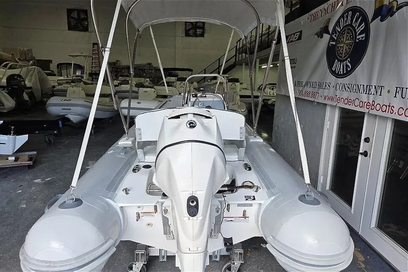 Slide: The Image of 2015 AB Inflatables Oceanus 12 VST with Evinrude 50HP in showroom. - 5