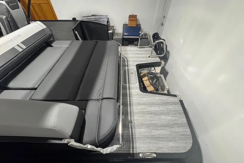 Slide: The Image of 2026 Bennington 22 SSB Sport boat interior with sleek seating and modern design. - 17
