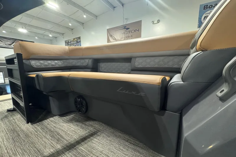 Slide: The Image of 2026 Bennington 22 SSR Luxe boat interior with luxurious seating and modern design. - 6
