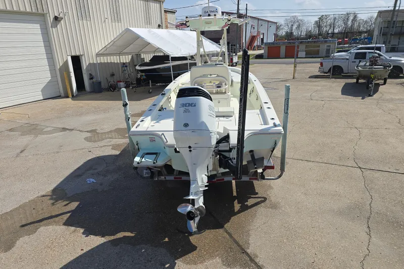 Slide: The Image of 2016 Pathfinder 2600 HPS boat with Yamaha 300 engine in a parking lot. - 22