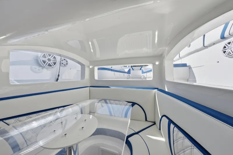 Slide: The Image of Luxurious interior of 2019 Midnight Express 43 Open boat with sleek seating and modern design. - 21
