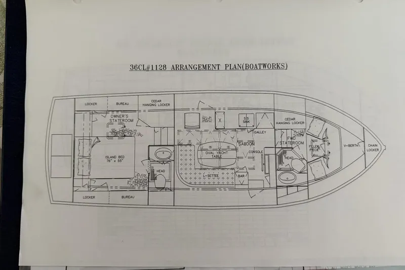 Slide: The Image of Floor plan of a 2000 Grand Banks 36 Classic yacht, showing detailed interior layout. - 6