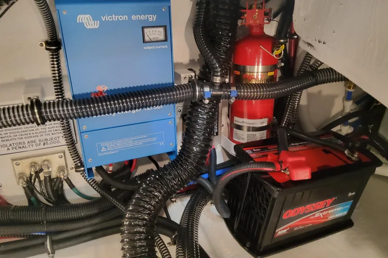 Slide: The Image of Electrical system of 2026 Formula 310 Bowrider OB with Victron Energy charger and Odyssey battery. - 96