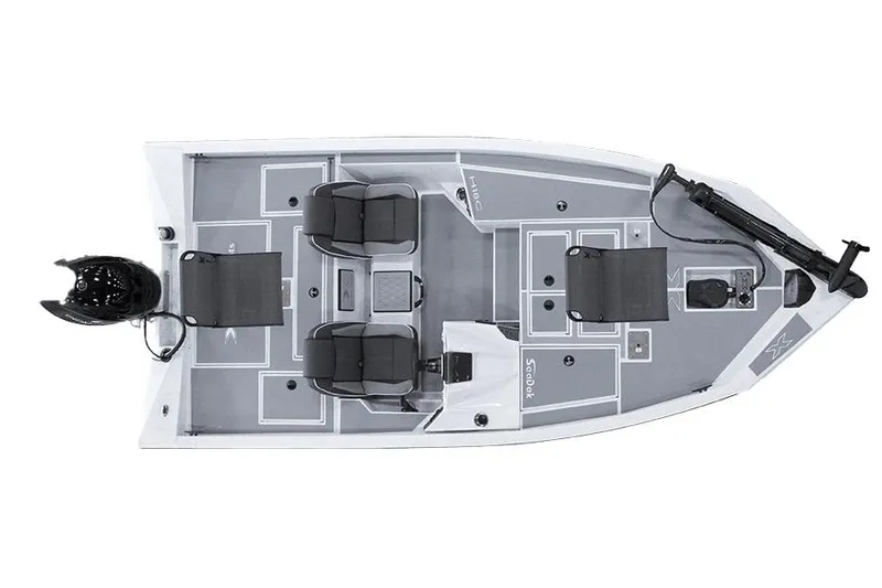 Slide: The Image of Manufacturer Provided Image: Top view of 2026 Xpress H18C Crappie fishing boat with seating and storage layout. - 11