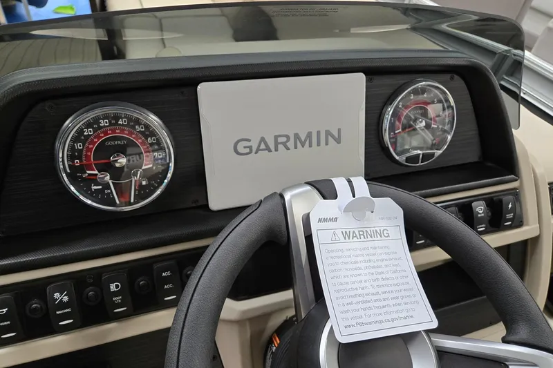 Slide: The Image of Dashboard of 2026 Godfrey Sweetwater 2286 DT with Garmin navigation system. - 10
