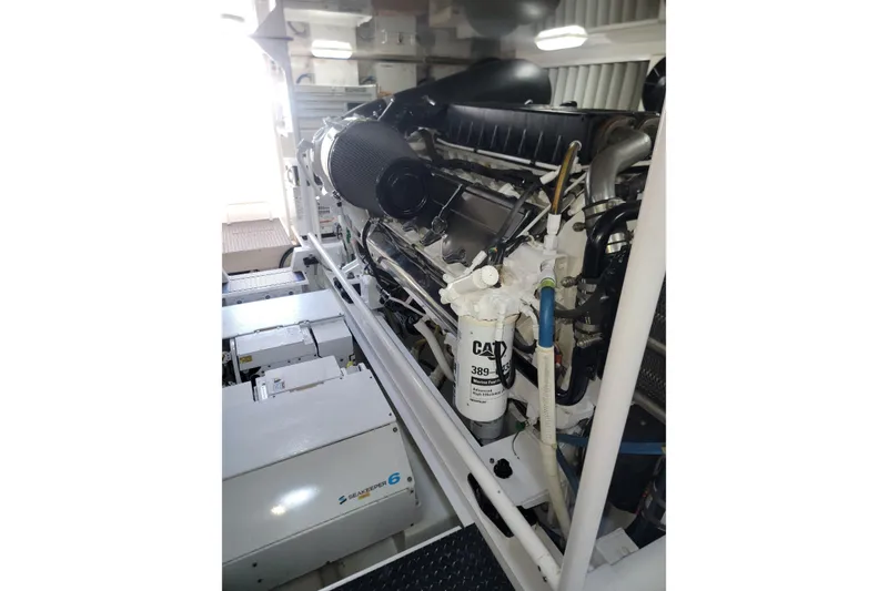 Slide: The Image of Engine room of a 2012 Viking 64c yacht with CAT components and Seakeeper system. - 55