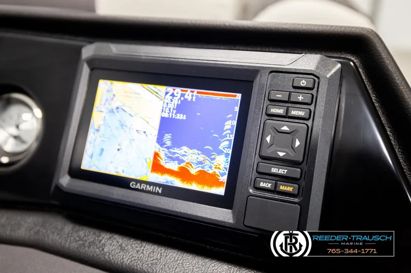 Slide: The Image of Garmin fishfinder display on 2026 Bennington 22 SSRSF boat dashboard. - 33