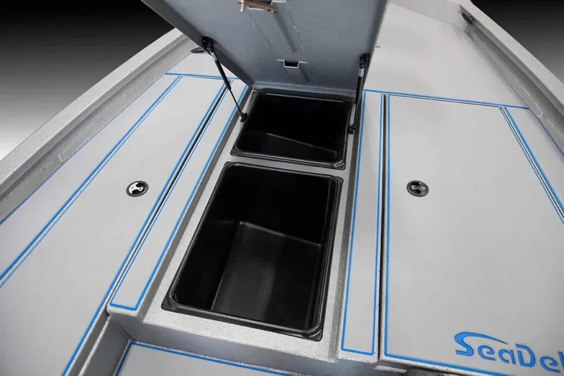 Slide: The Image of 2026 Xpress H20 Bass boat with open storage compartment. - 6