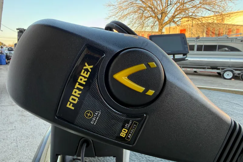 Slide: The Image of Close-up of Fortrex trolling motor on 2005 Bass Cat Puma boat. - 22