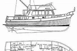 Slide: The Image of Line drawing of a 1984 Grand Banks 36 Classic yacht with interior layout. - 5