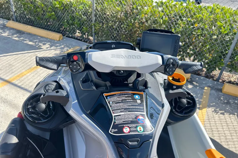 Slide: The Image of 2023 Sea-Doo FishPro Trophy 170 dashboard with controls and display screen. - 3