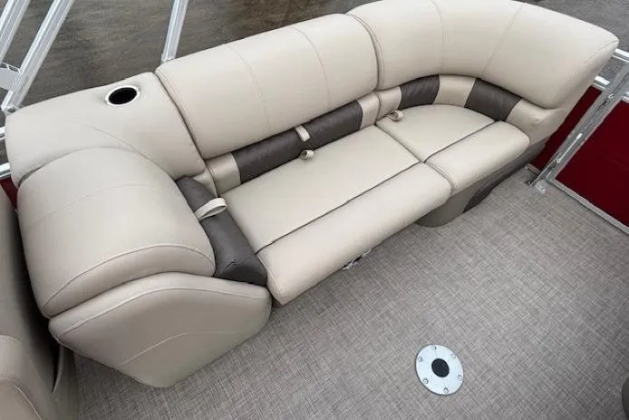 Slide: The Image of Luxurious seating on 2025 Sun Tracker Party Barge 24 DLX pontoon boat. - 26
