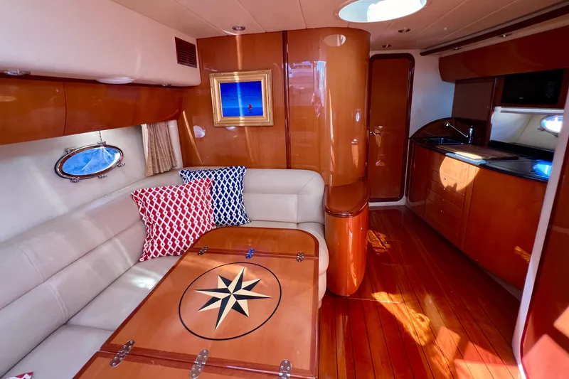 Slide: The Image of Luxurious interior of 2007 Windy Typhoon 43 yacht with sleek design and wooden accents. - 13