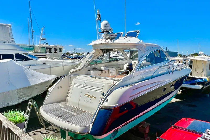 Slide: The Image of Luxurious cabin interior of 2007 Windy Typhoon 43 yacht with elegant wood finishes. - 23