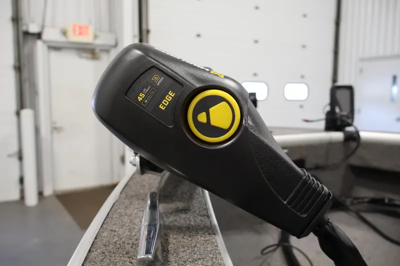 Slide: The Image of Close-up of a 1990 Lowe 1620V boat control panel with Edge trolling motor. - 12