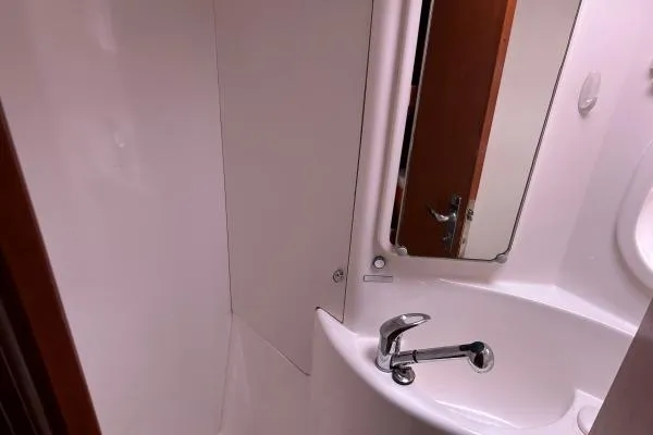 Slide: The Image of Bathroom interior of 2014 Leopard 44 yacht with sink and mirror. - 15