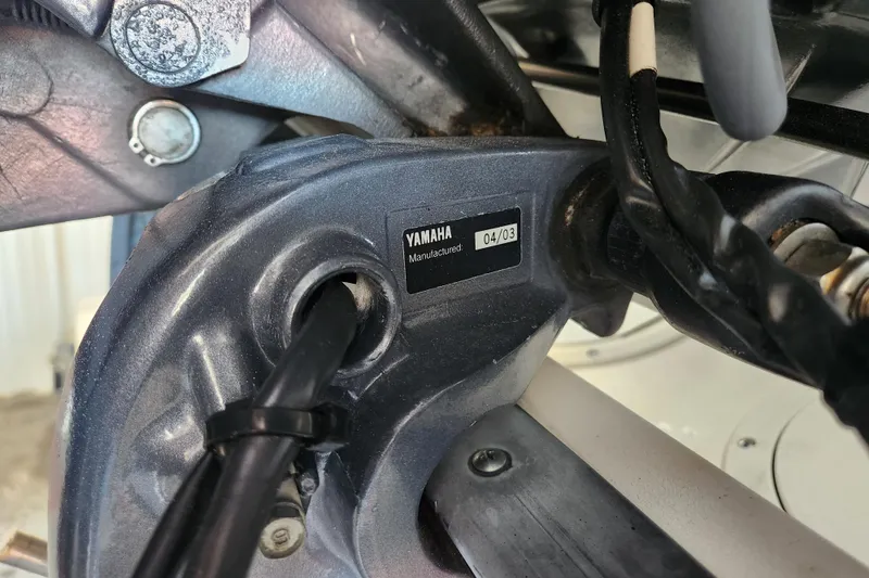 Slide: The Image of Close-up of Yamaha engine part on 2004 Edgewater 225CC boat. - 24