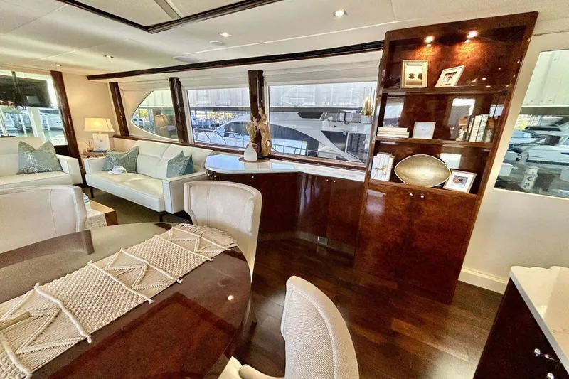 Slide: The Image of Luxurious interior of 2001 Lazzara 94 Motor Yacht with elegant furnishings and decor. - 13