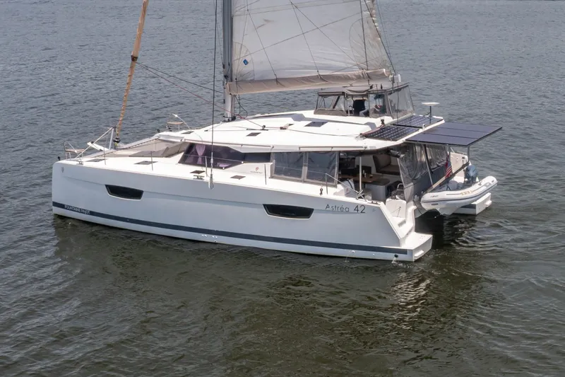 Slide: The Image of 2019 Fountaine Pajot Astrea 42 Catamaran on the water. - 19