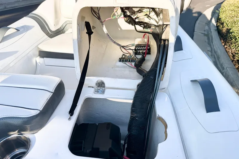 Slide: The Image of 2021 Walker Bay Generation 10 LTE boat interior wiring and seating detail. - 16