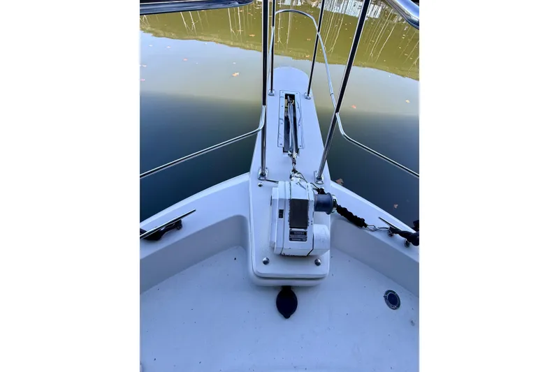 Slide: The Image of Bow view of 1987 Carver 4207 Aft Cabin Motor Yacht with anchor winch. - 7