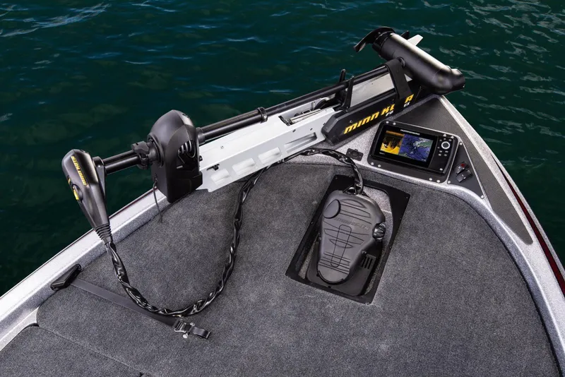 Slide: The Image of Manufacturer Provided Image: 2019 Skeeter ZX 200 boat deck with trolling motor and fish finder. - 20
