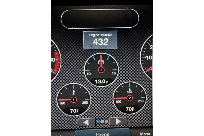 Slide: The Image of Dashboard of 2006 Monterey 350 Sport Yacht showing engine hours and gauges. - 10